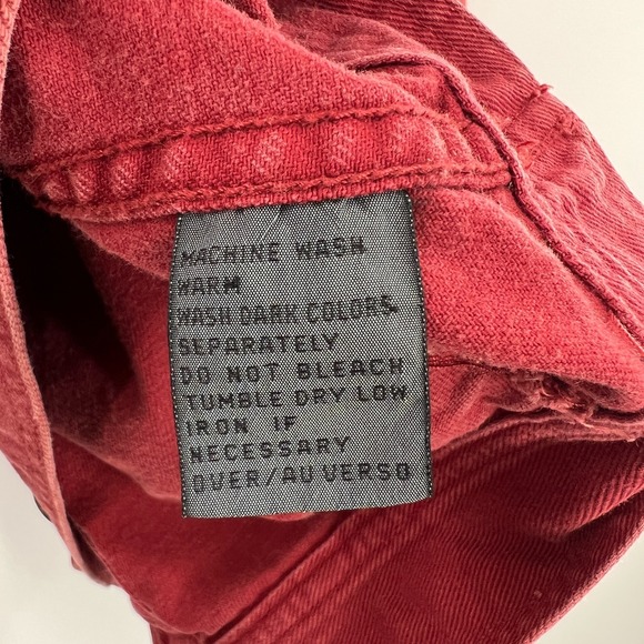 Vintage 80s Lizwear croped trucker denim jacket burgundy red corduroy accent M - Picture 16 of 16